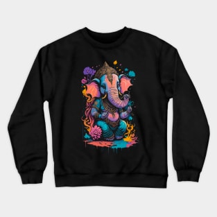 Colorful Ganapati Ganesh Chaturthi with Flowers Crewneck Sweatshirt